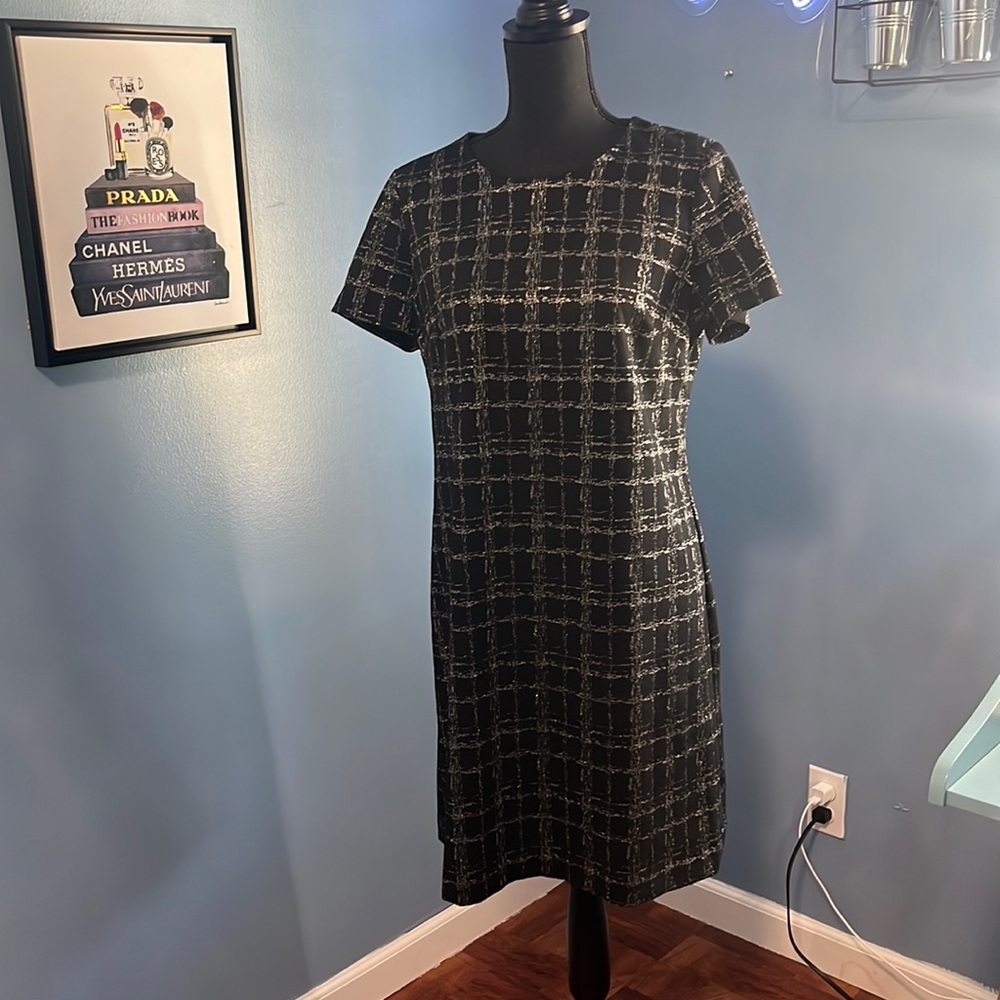Calvin Klein Black and White Checkered Dress